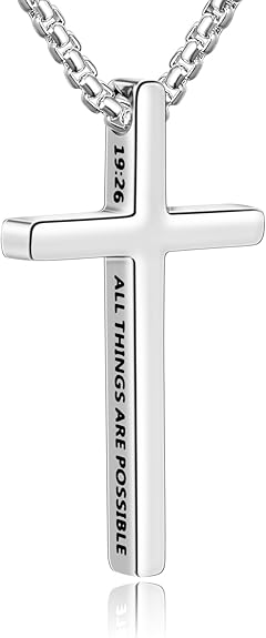 Matthew 19:26 Cross Necklace