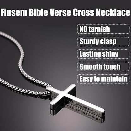 Matthew 19:26 Cross Necklace