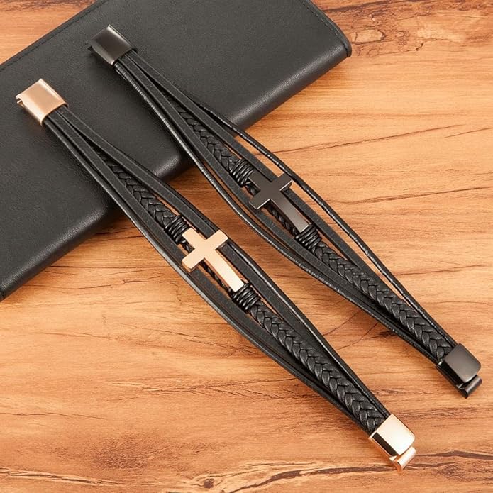 Leather Cross Bracelet